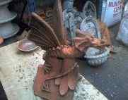 aged terracotta dragon roof finial